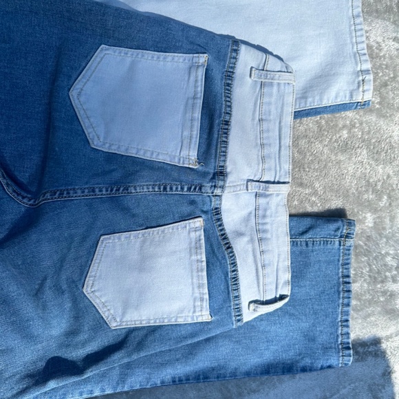 Two-Tone Denim High Rise Straight Leg Jeans Size XS (2) - Picture 2 of 7
